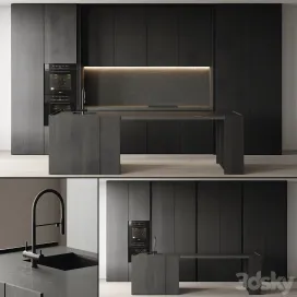Kitchen with omoikiri mixer